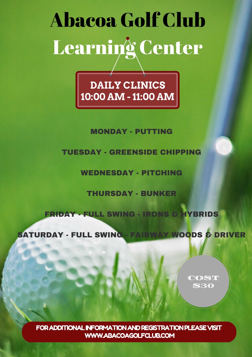 Clinics begin this Wednesday November 1st. Call or visit our website for more information. #golflife #golfclinic #abacoagolfclub