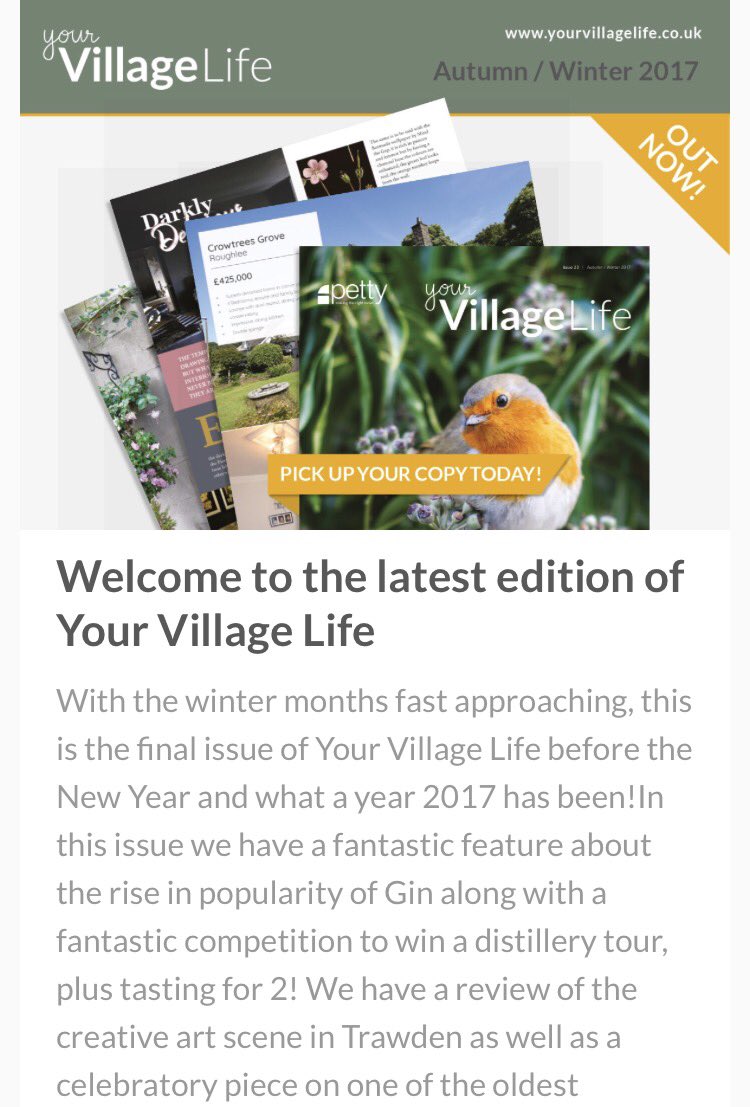 Thanks <a href="/CMSLive/">CMS Live</a> <a href="/RootFiftyTwo/">Root Fifty-Two</a>  <a href="/brandspankin_uk/">Brandspankin'</a> ...you should have our online version of <a href="/YourVillageLife/">Your Village Life</a> in your inbox