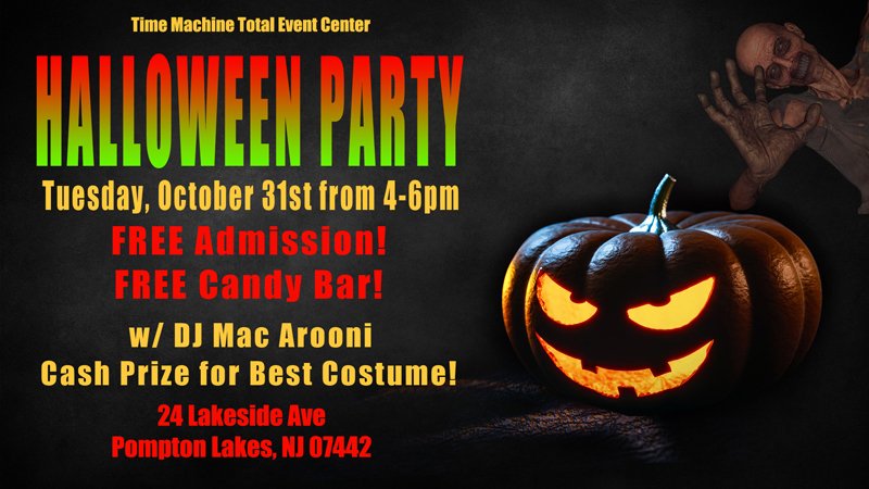 TimeMachineTEC's tweet photo. @NewJerseyNow Hey #PomptonLakesNJ, bring the kids over to our Event Center tomorrow for a fun Halloween Party! https://t.co/j7R8FSqmIC