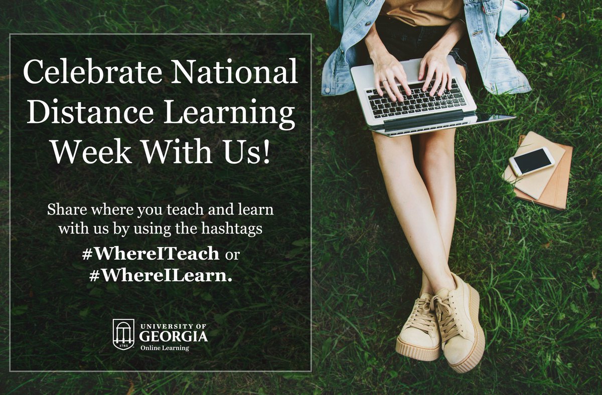 UGA_Online's tweet photo. Distance Learning Week begins Nov 6! Post a photo using #WhereITeach or #WhereILearn to share w/ us. We'll be reposting your pics all week. https://t.co/0OEm5SiLM5