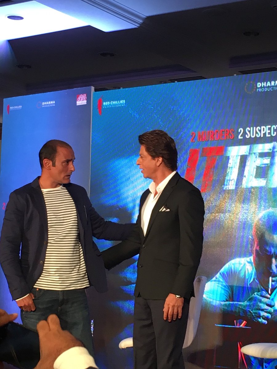 Srk_bangalore's tweet photo. #IttefaqPressConference wid the incredible team &amp; cast #IttefaqThisFriday Wishing our best wishes to Blockbuster jodi @karanjohar &amp; @iamsrk https://t.co/VSGKPJCiVd