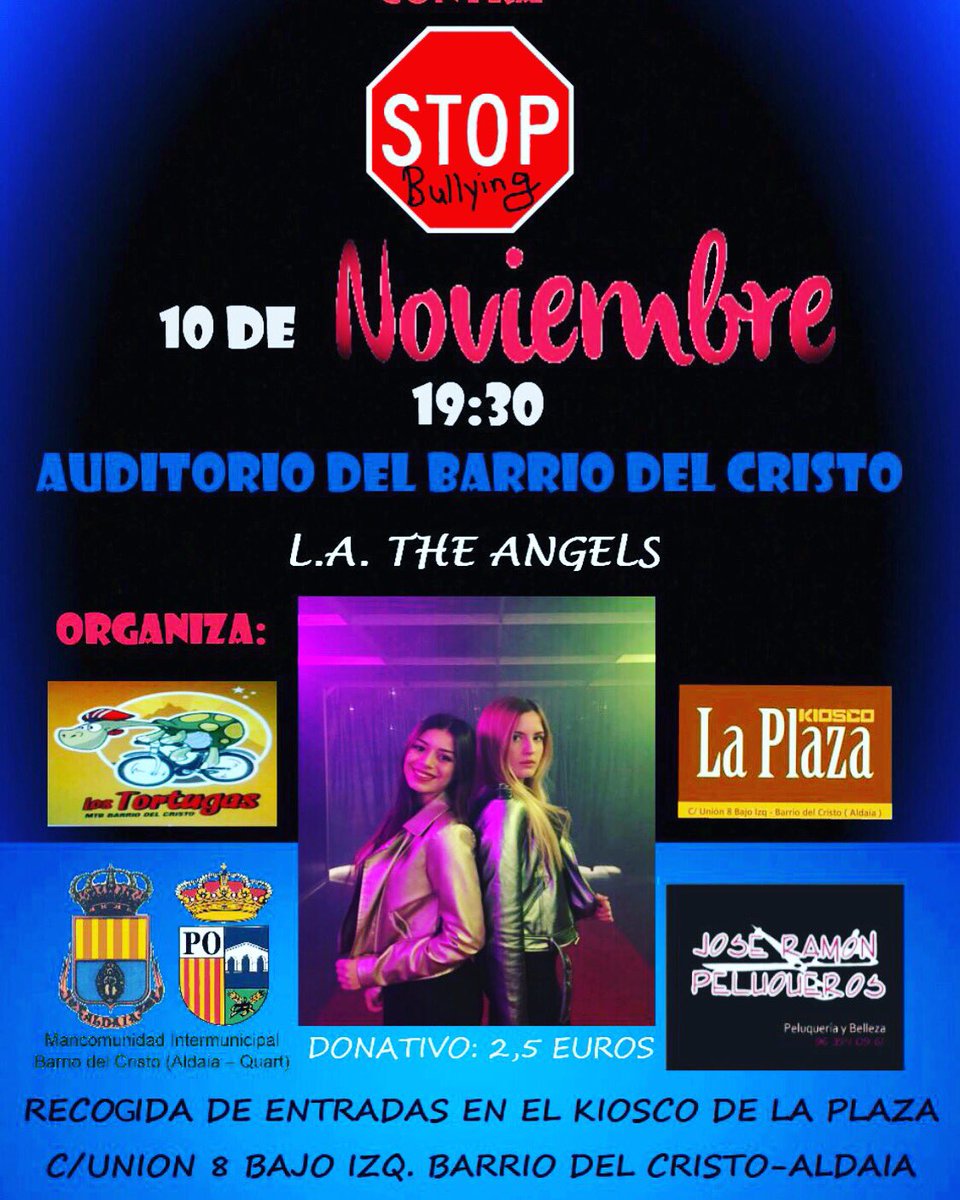 LALosAngeles_'s tweet photo. Próximo día 10 de Noviembre a las 19:30 h concierto para la lucha contra el bullying ♥️♥️
#solidaridad #stopbullying #music #latheangels https://t.co/WcrufBOwzQ