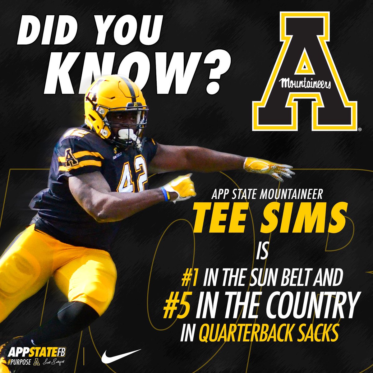 AppState_FB's tweet photo. Did you know?

Tee Sims has 8.5 sacks so far this year!

💪💪

#Purpose
#RQ2K17 https://t.co/zkvnWWs610