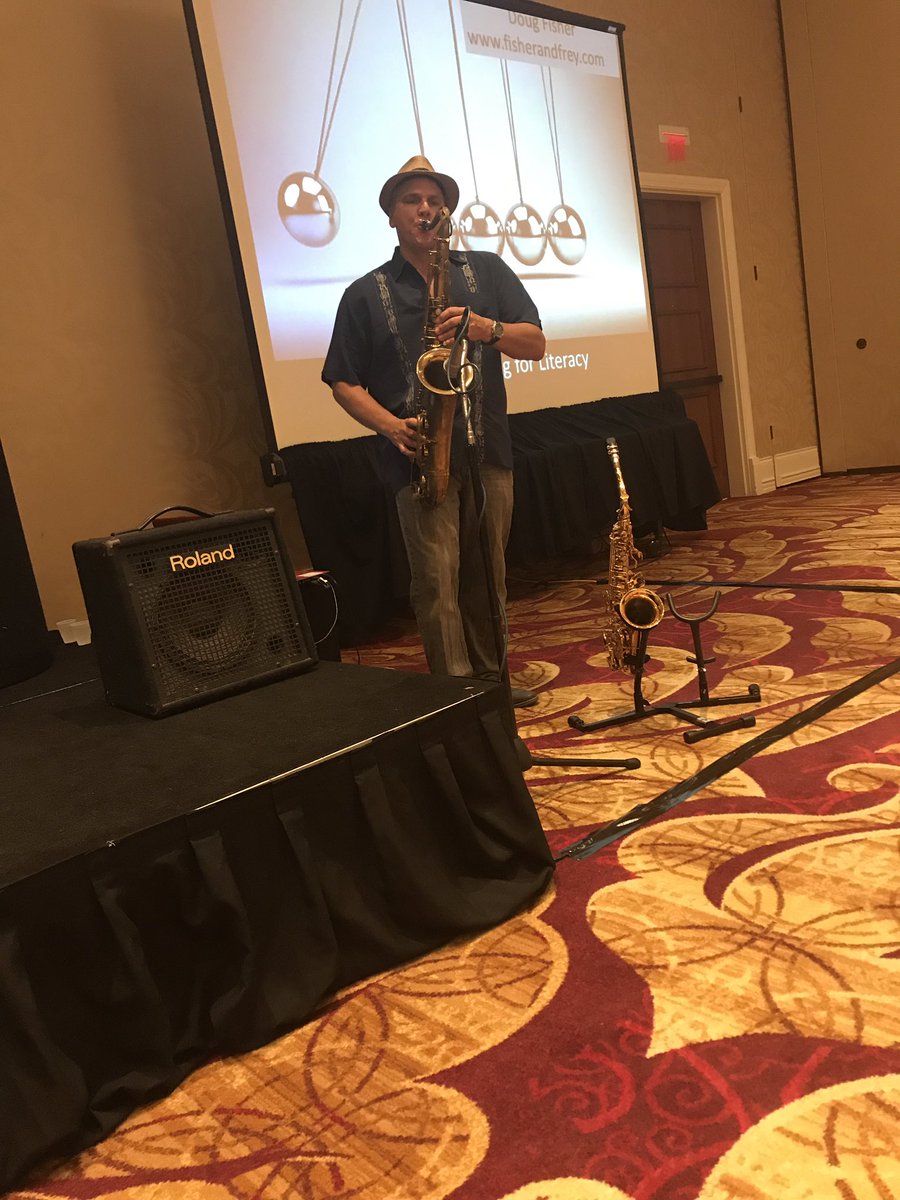 testonmellissa's tweet photo. My hubby playing before Doug Fisher at #FRAconference2017 https://t.co/e37bNiPms0