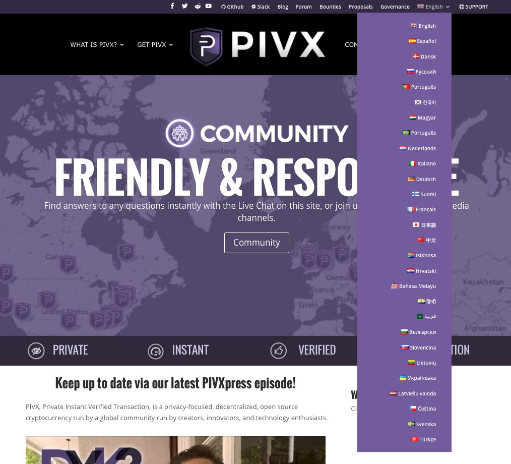 $PIVX is not only the most private PoS coin but the most accessible! Our website is in more languages than ANY OTHER CRYPTOCURRENCY!