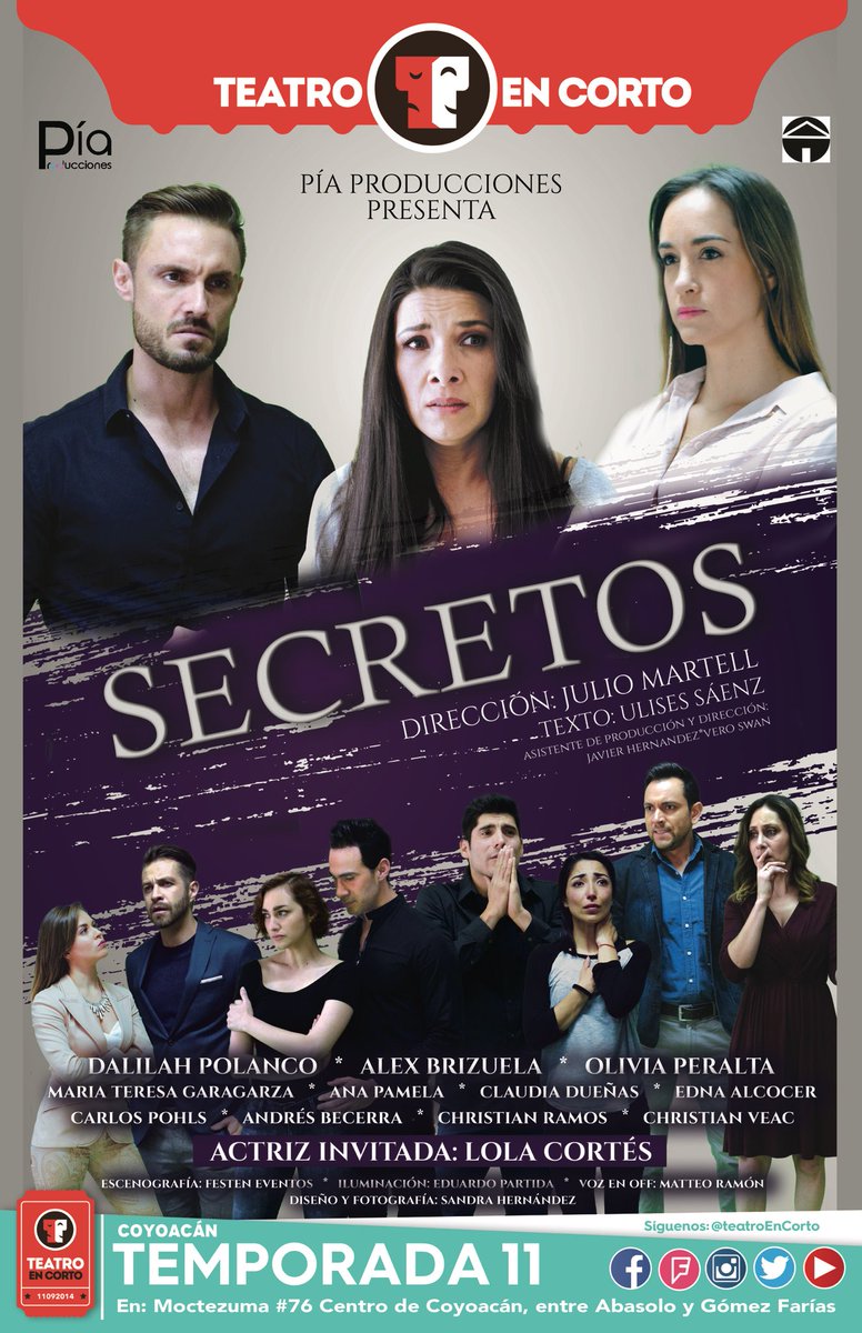 VaDeNuezTC's tweet photo. Ellos contarán los @Secretos_TC de Mariana, Carmen y Ulises a partir del 23 de Noviembre en @TeatroEnCorto #Coyoacán en el Foro 4 https://t.co/yR82LliHQw