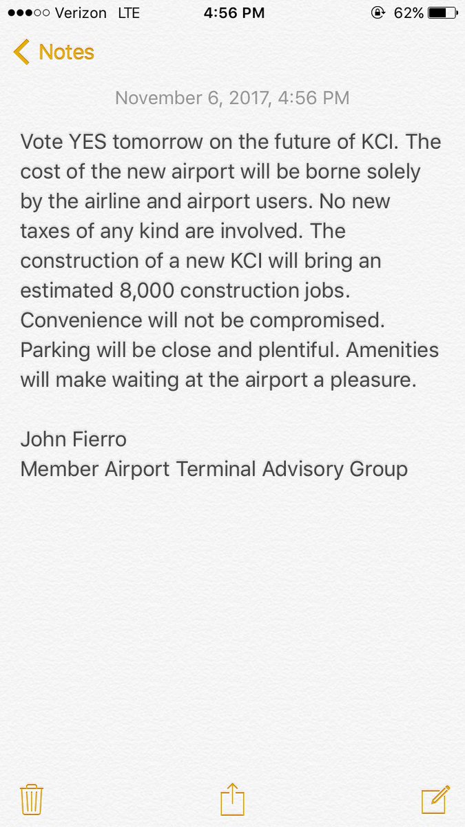 Johnfierro84's tweet photo. Vote YES tomorrow on the future of KCI! https://t.co/4PF4GNCWuT