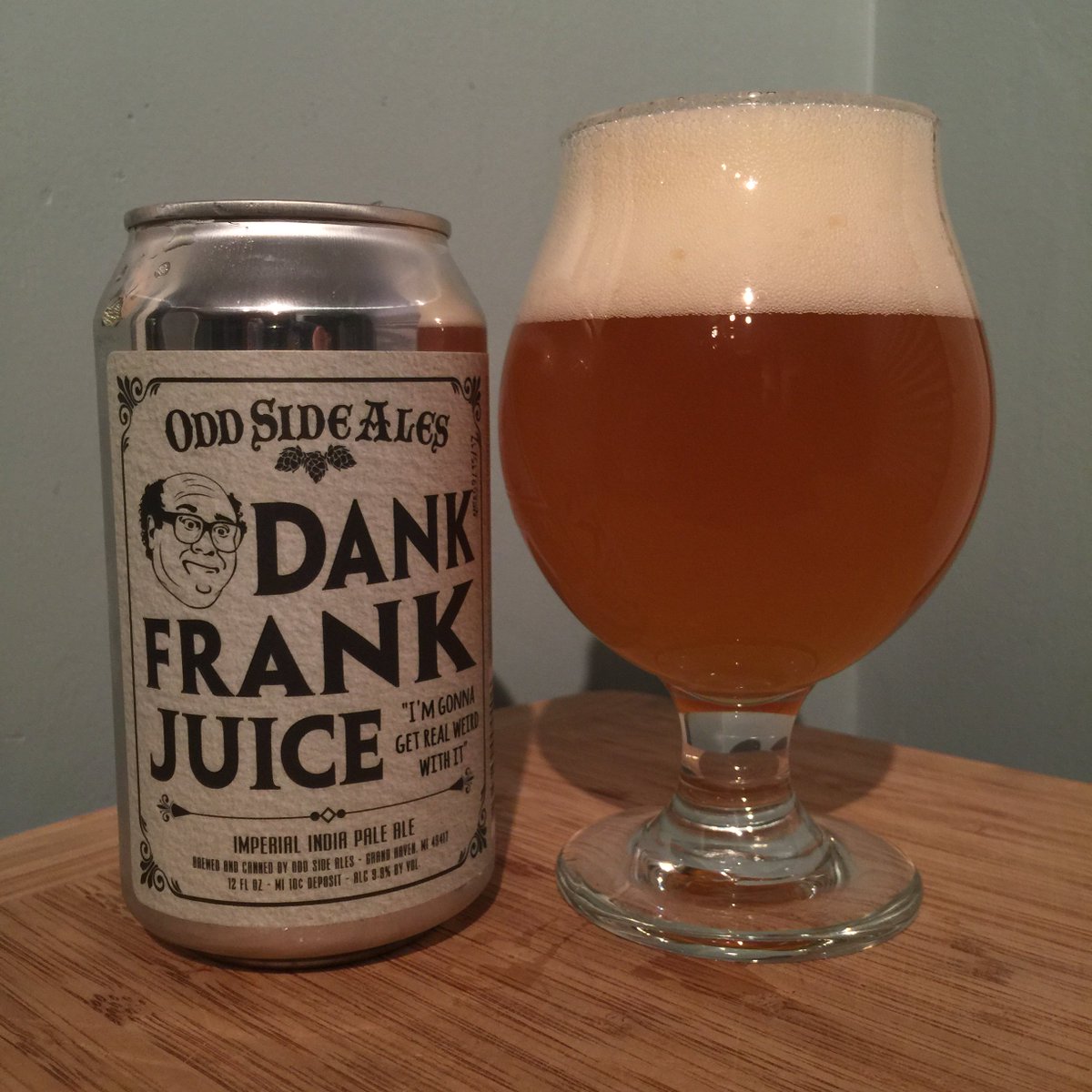 ShawnBGP's tweet photo. .@OddSideAles Dank Frank Juice, a 9.9% IIPA. Another incredibly juicy, resinous brew from these folks. Thanks @scullerjimmy! #IPAmonday https://t.co/1sbKgbByIP