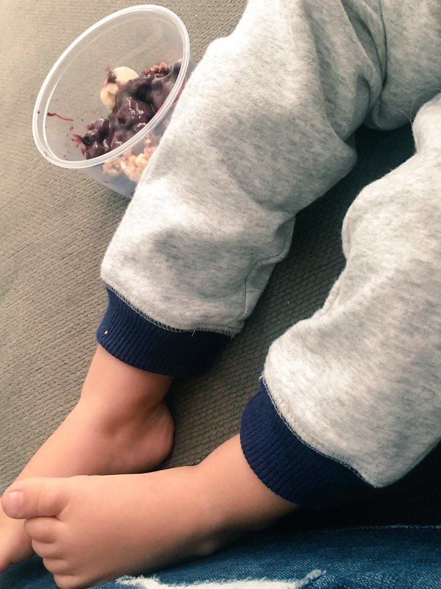 Baby toes, sweats, and his very own acai bowl! #sickbaby #acaibowls #superberries #anythingtohelp #natureba