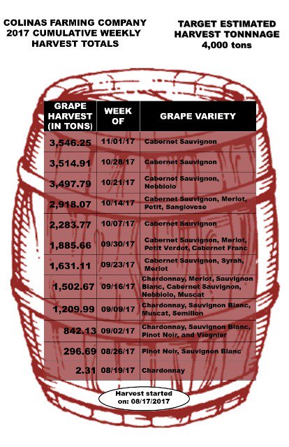 ColinasFarming's tweet photo. Colinas Farming Company final grape harvest total. https://t.co/41NYpFEpAf
