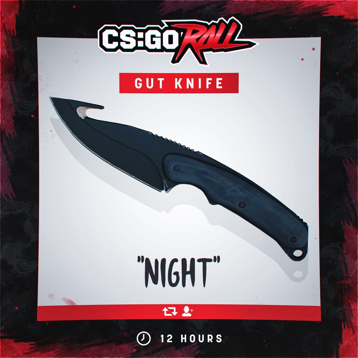 CSGORoll's tweet image. Gut Knife | Night - GIVEAWAY

- RT &amp;amp; Follow
- Enable notifications on CSGORoll
- Play Free Spin goo.gl/bMBHhz

Good luck!
