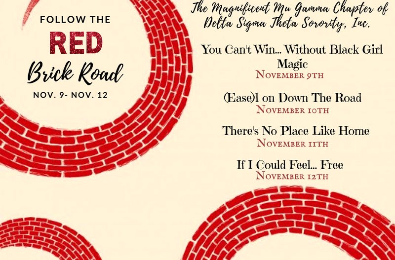 MuGammaDST's tweet photo. The time has come to venture down the RED brick road! Join us for a weekend filled with insight, service, and fun! #DeltaWeekend2017 🐘❤️ https://t.co/52bZjZma31