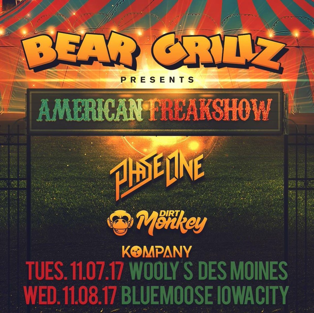 515AliveFest's tweet photo. BEAR GRILLZ + 2 IOWA SHOWS = 🔥
🚨 11/7 - Woolys - Des Moines
🚨 11/8 - Blue Moose - Iowa City
#Iowaedm #515alive #edm #dubstep #riddim https://t.co/fUm749FGU4