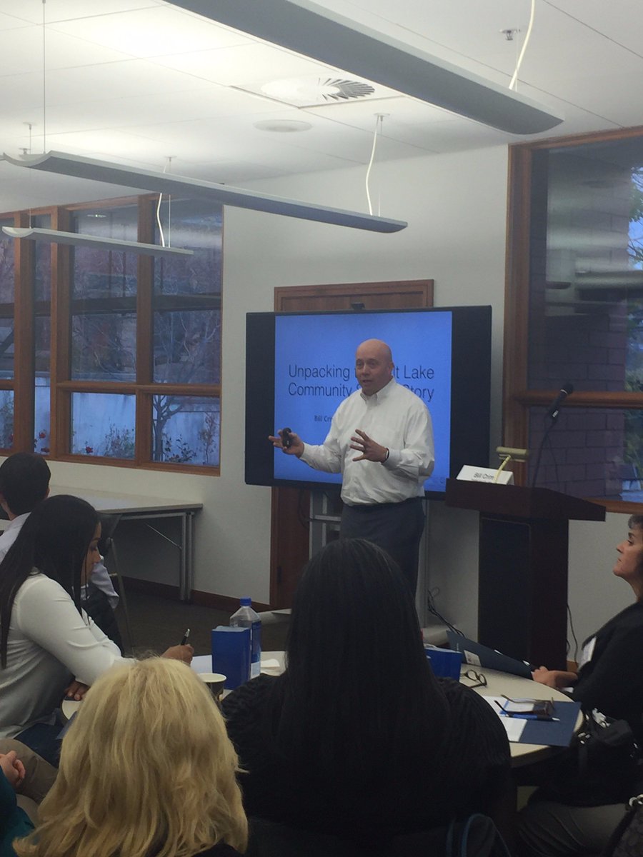 uwsl's tweet photo. Our fearless leader, @billcrim, presents "Unpacking the Salt Lake Community School Story" to the #CSLN2017 fall retreat. We're happy to be the host city this year! @CommSchools https://t.co/REjldIREMF
