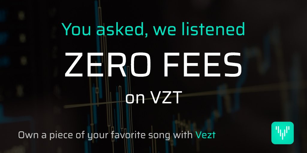 You asked, we listened: fees are ZERO when buying song rights in VZT and on royalties paid in VZT. More details: bit.ly/2zr45rm