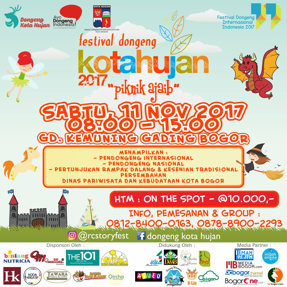 Hai #temandongeng! Mari bersuka cita merayakan bulan dongeng bersama keluarga di #PiknikAjaib #FestivalDongengKotaHujan2017 #FDKH2017