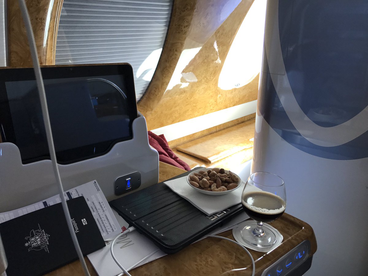 BourneReddy's tweet photo. Gotta love @emirates business class. Brekkie and espresso martini's #EmiratesConnection #A380 😍 https://t.co/PA9O6xAuIf