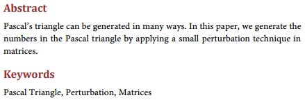 Scirp_Papers's tweet image. Generation of Pascal Triangle Using Matrices #PascalTriangle #Perturbation #Matrices More @ mrw.so/LhWS7