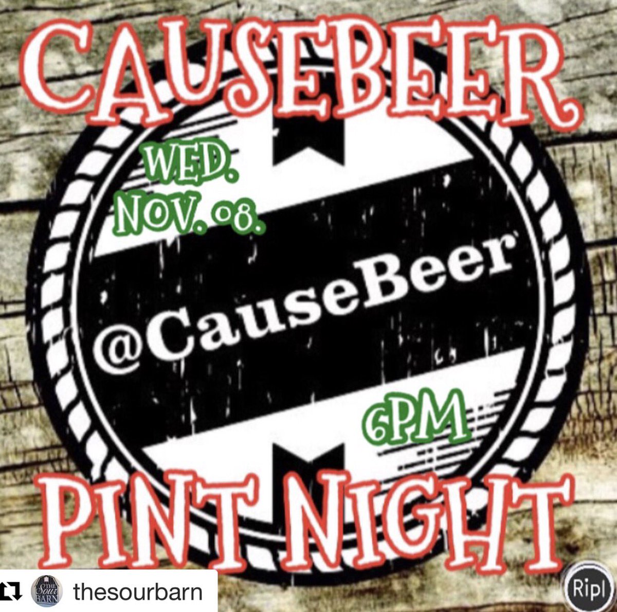 causebeer's tweet photo. Wed @thesourbarn #ILMBEERXMAS PintNight-$1 of every pint donated for presents to local kids &amp; don't forget Free Laughs in the Garden @ 8PM https://t.co/d0wt9Qp7r1