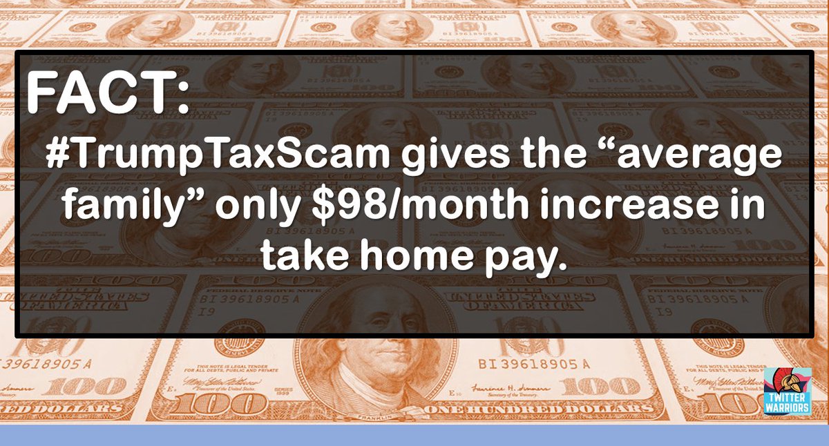 tizzywoman's tweet photo. #tRumpTaxScam
 🔼deficit
✂️ key deductions/credits for working families
to give
companies/rich
a tax cut📱🖨☎️ 
@SenateMajLdr #TheResistance rejects the #GOPDeathPlan

https://t.co/D66nzk9APJ