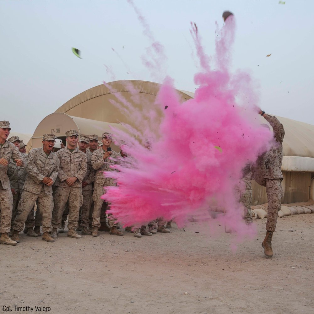 Fox News (@foxnews) on Twitter photo .<a href="/USMC/">U.S. Marines</a> Capt. Gregory Veteto punts a football sent by his wife revealing the gender of his baby during a weekly formation. .<a href="/USMC/">U.S. Marines</a> Capt. Gregory Veteto punts a football sent by his wife revealing the gender of his baby during a weekly formation.