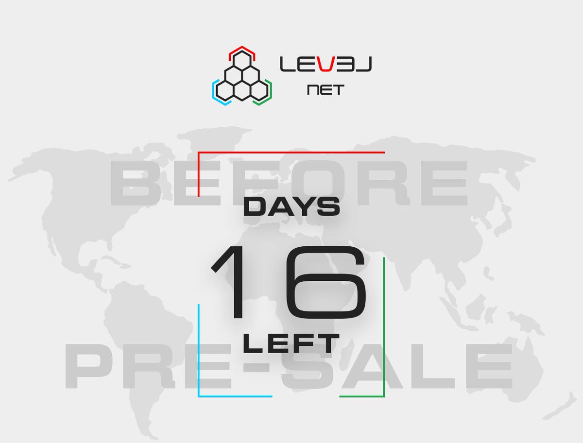 LevelNet Token Pre-Sale starts in 16 days! Visit levelnet.co for information.

#blockchain #bitcoin #ethereum #cryptocurrency