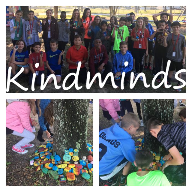 KimberlieGraley's tweet photo. Placing our kindness rocks around the tree this morning!#KMChallengeoct #HESkindminds #fifthgradefun https://t.co/ESvMp0BFls