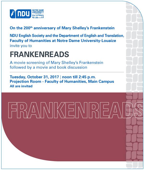 Natalia Geha (@natalyageha) on Twitter photo The first Fall 2017 NDU English Society event - FRANKENREADS. <a href="/NDU_Louaize/">Notre Dame University-Louaize</a> #DET #Mary_Shelley #Frankenstein The first Fall 2017 NDU English Society event - FRANKENREADS. <a href="/NDU_Louaize/">Notre Dame University-Louaize</a> #DET #Mary_Shelley #Frankenstein