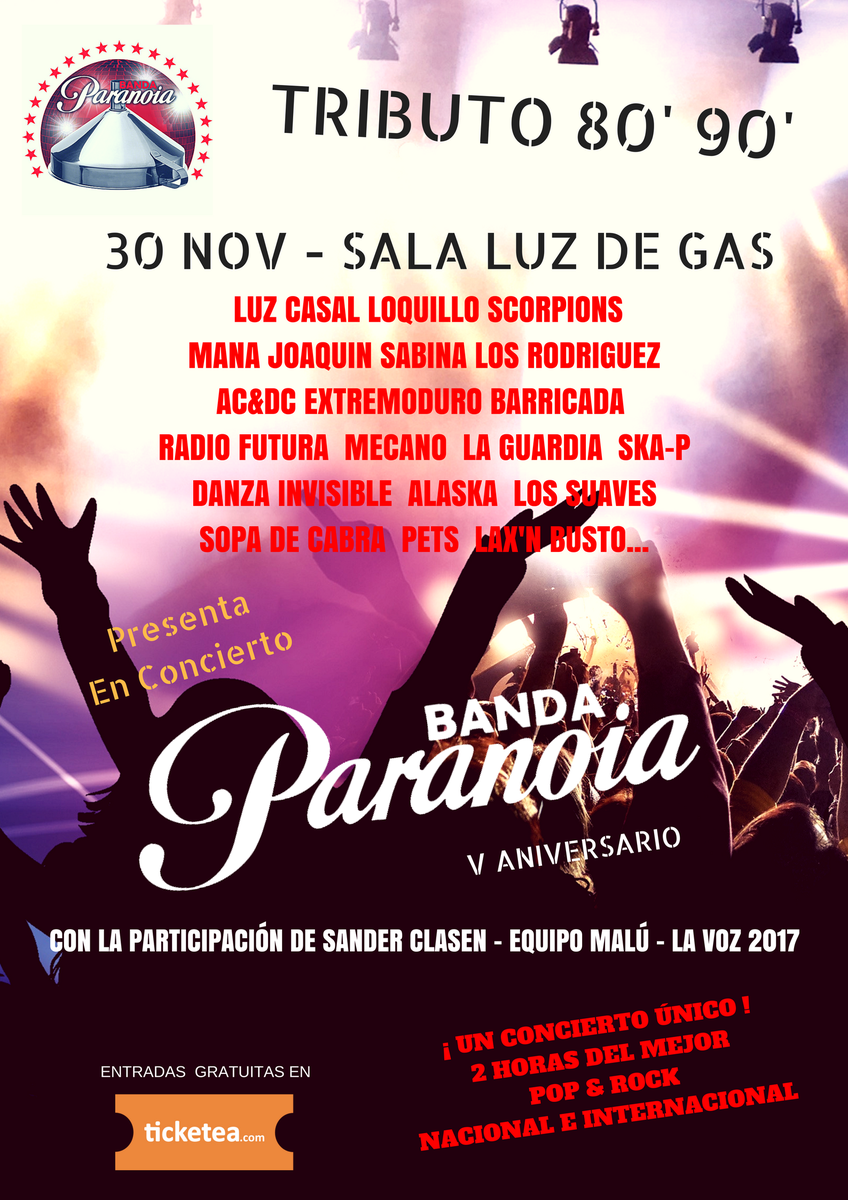 labandaparanoia's tweet photo. Us esperem!!! V aniversari de @labandaparanoia un tribut als 80' i 90' https://t.co/2bXLYASppT