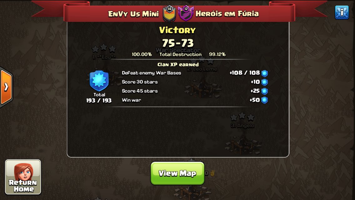 EnVyUsMini_Coc's tweet photo. Guerra perfecta, excelente trabajo de los nuestros. No fue fácil, pero lo conseguimos contra un buen clan. Go EU Mini! 🔝🔝🔝 https://t.co/AiyahNvnF6