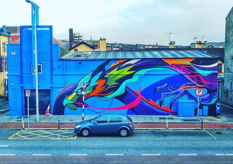 New artwork on the old Kino on Washington Street!I  love the vibrant colours! 🙌🏻 thanks to #martinatuta! hellocork_ 
#cork #corkcity