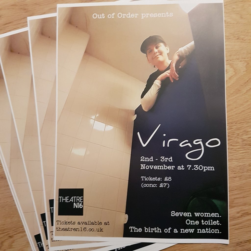 OutofOrderCo's tweet photo. 10 points if you spot a Virago poster up near @TheatreN16 https://t.co/NxGD7cetbX