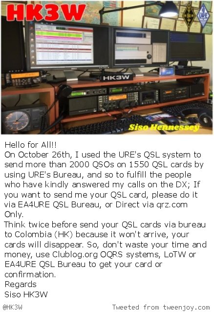 New HK3W QSL info! @ea5bb <a href="/xe1ee/">Alex XE1EE/10AT126</a> <a href="/la7gia/">Ken - LA7GIA</a> <a href="/ure_es/">Unión de Radioaficionados Españoles</a> <a href="/dx_world/">DX World.net</a> <a href="/DAILYDX/">The Daily DX</a> <a href="/INDEXA_DX/">INDEXA</a> <a href="/charlesm0oxo/">Charles</a> <a href="/M0URX/">Tim Beaumont M0URX</a> <a href="/EA1CS/">𝗗𝗫 𝗜𝗡𝗙𝗢</a>