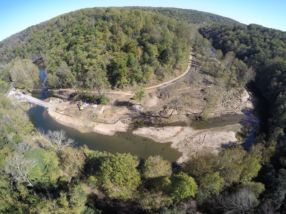 Aerial photos showing the progress of the removal of Bloede Dam, located along the Patapsco River in @PatapscoSP
