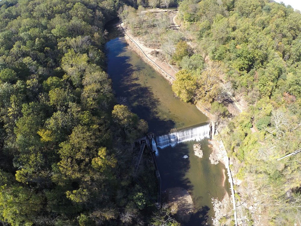MarylandDNR's tweet photo. Aerial photos showing the progress of the removal of Bloede Dam, located along the Patapsco River in @PatapscoSP https://t.co/9dhvgi2q3L