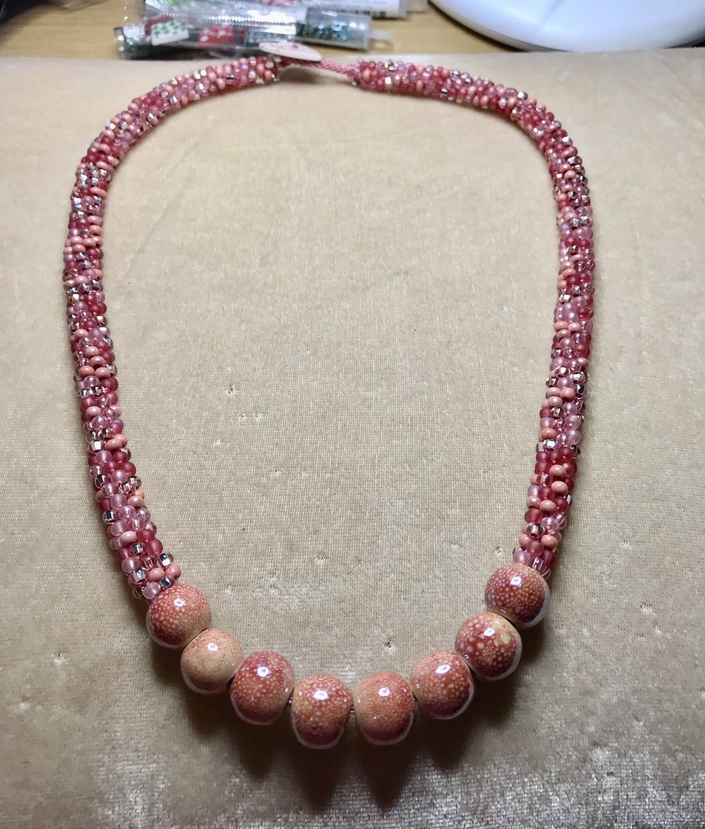 Kumihimo necklace with focal ceramic beads 🐝💖#handmade #kumihimo #beads