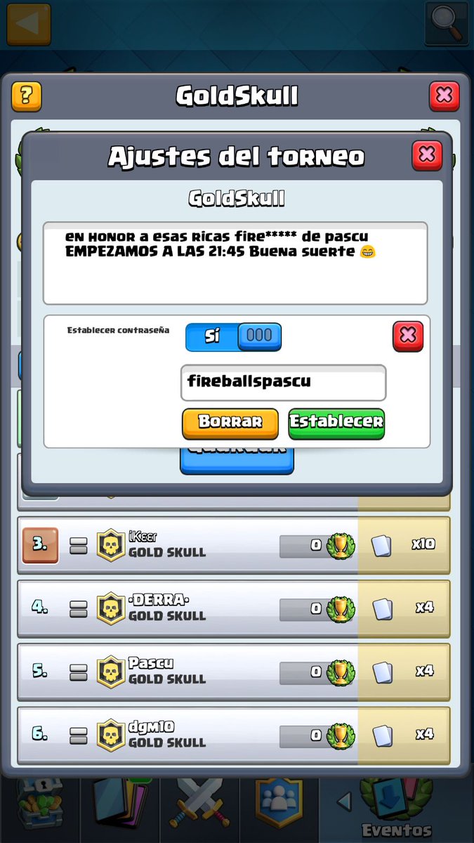 DiegogrinanM's tweet photo. A quien le apetece un torneito ? Estáis todos invitados #Goo💀💀💪 @PascualBarelles☄ by #Manzy está si es la buena contraseña https://t.co/0erlzTS8YP