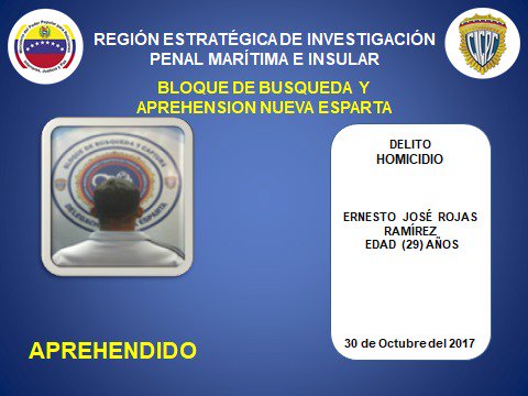 Bloque De Búsqueda Nueva Esparta aprehenden a  SOLICITADO por el  delito de HOMICIDIO