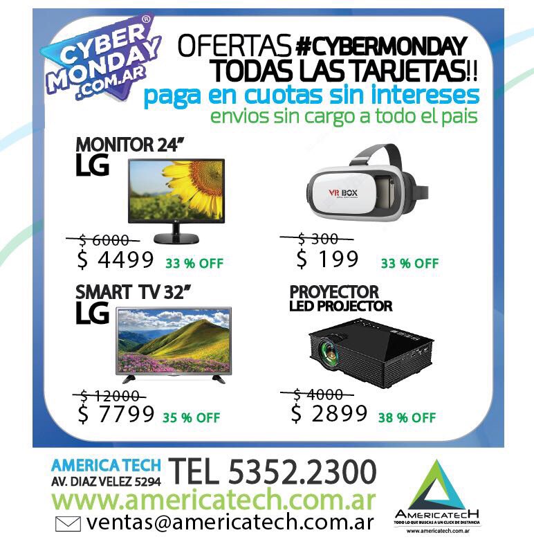 AmericaTech1's tweet photo. Seguí disfrutando de todas las ofertas del #cybermonday que tiene @americatech para vos!!! #americatech https://t.co/zsLJYV6Gqk