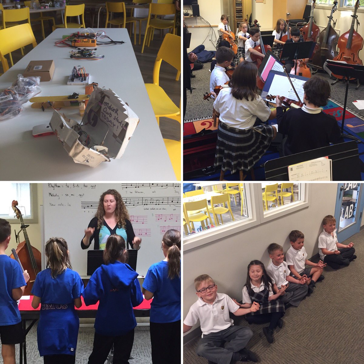 Becky_SMUS's tweet photo. A day in the life @goSMUS Junior School. #animatronics #strings #bellchoir and waiting for #craftyclub! https://t.co/uYVEgSytBe