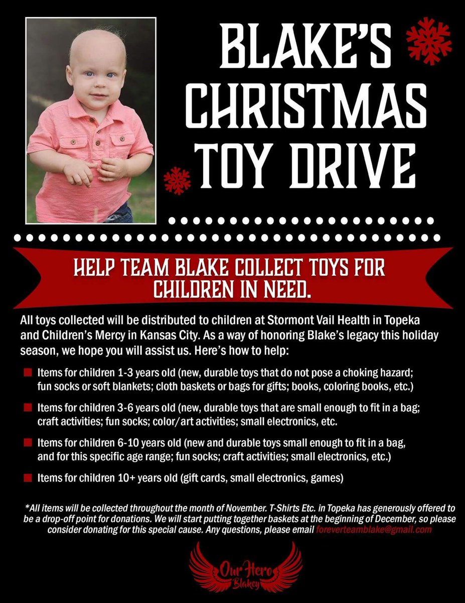 TeamBlakeCazier's tweet photo. We are having a toy drive to give back to children in the hospital. Please share this with your friends! #foreverteamblake https://t.co/lBGbfaNuTN