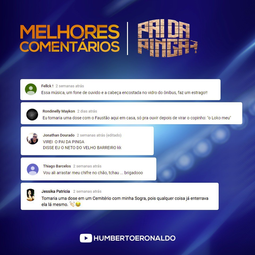 HeROficial's tweet photo. Separamos os melhores comentários do vídeo oficial Pai da Pinga. Já deixou o seu por lá? #PaidaPinga #PromessaQuebrada https://t.co/bvrQFPBJy5