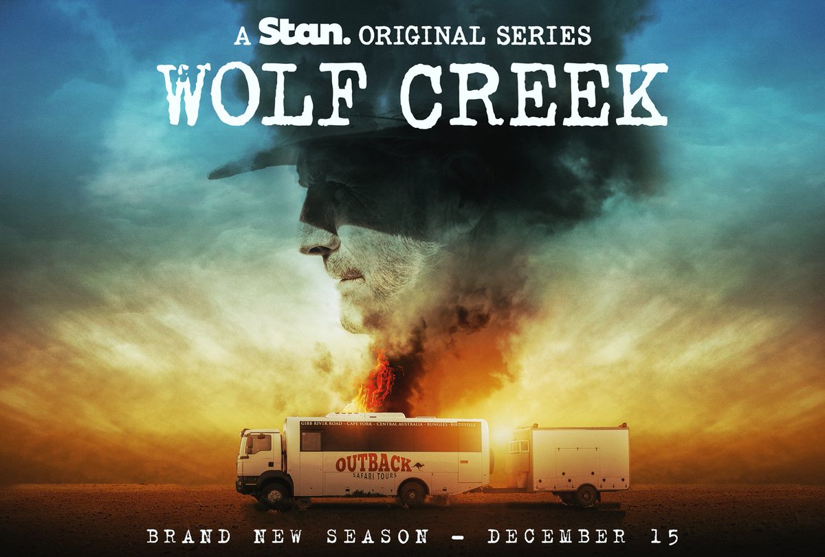 GregECP's tweet photo. The new poster for Season 2 of WOLF CREEK! Enjoy #WolfCreek #MickIsBack #STANOriginals Available December 15th only on @StanAustralia https://t.co/zkclO2G13N