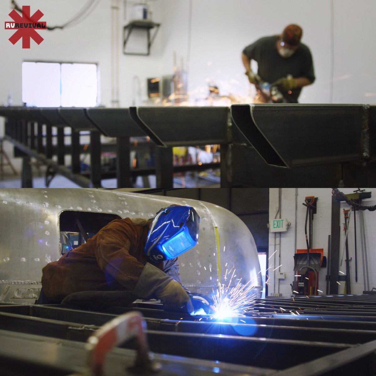 Welding a new chasis for a commercial kitchen #Airstream. Stills from our documentary series. Check out our page for more info!