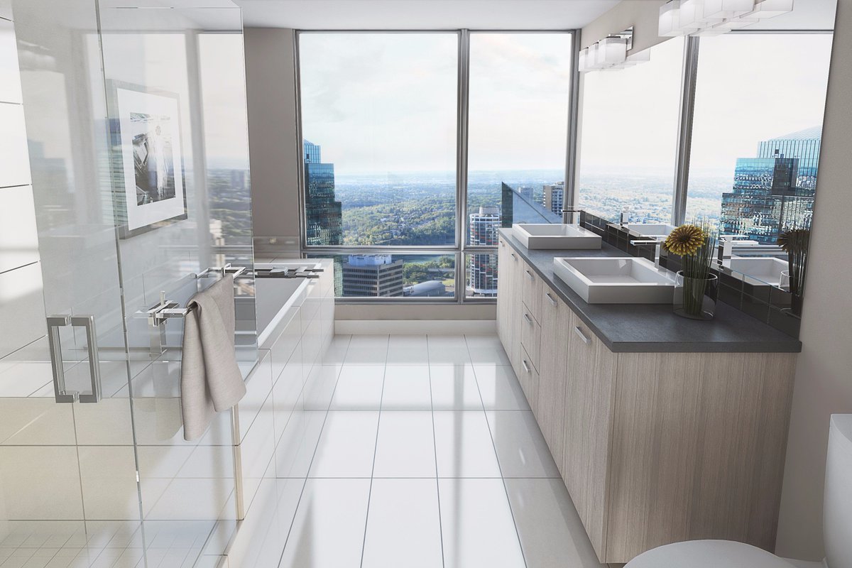 westrichpacific's tweet photo. The elegant bathrooms in #EncoreTower are designed to give a spa like feel in your own home. Pictured in dark &amp; light, which do you prefer? https://t.co/anuEQMKkfr