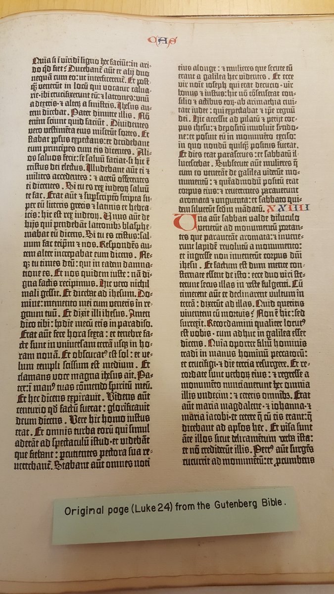 SCRC_at_SIUC's tweet photo. Original page from the #Gutenberg #Bible found in our collection at #SIUC #MorrisLibrary circa 1450. https://t.co/KpqjjBPSjy