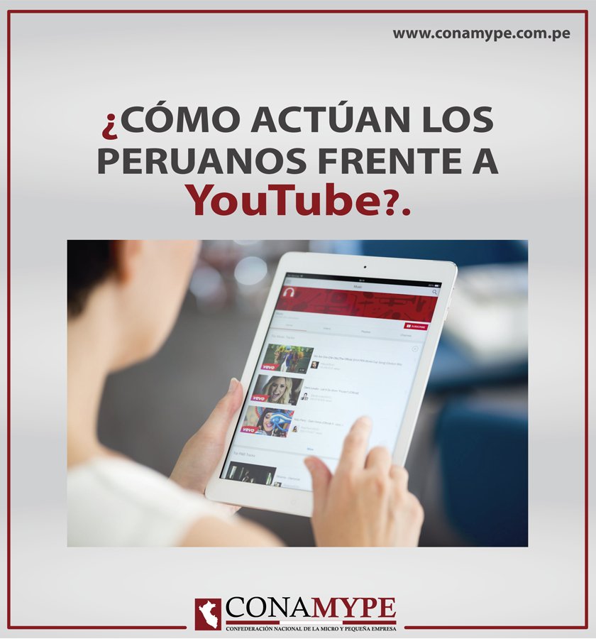 Conamypeoficial's tweet photo. Descubre cómo actúan los peruanos frente a YouTube
https://t.co/oxWjtVwSZ8 https://t.co/WiXNzjinw9