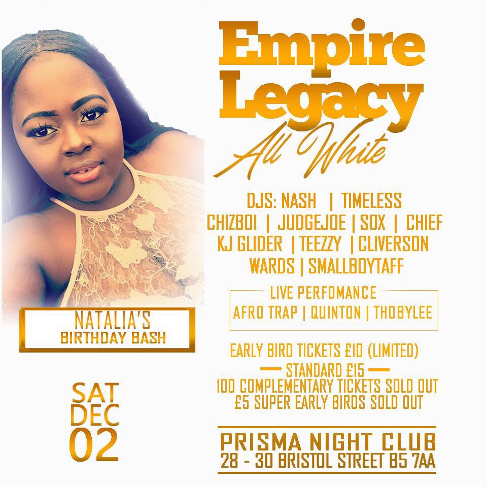 KjGlider's tweet photo. 🛑EmpireLegacy🛑All white Party 🎉 ✅ 12 birthdays under 1 roof💃🏿£10 tickets almost Sold Out call 07864 093010 now #EmpireLegacy #AllWhiteParty https://t.co/1fLcwa8FB8