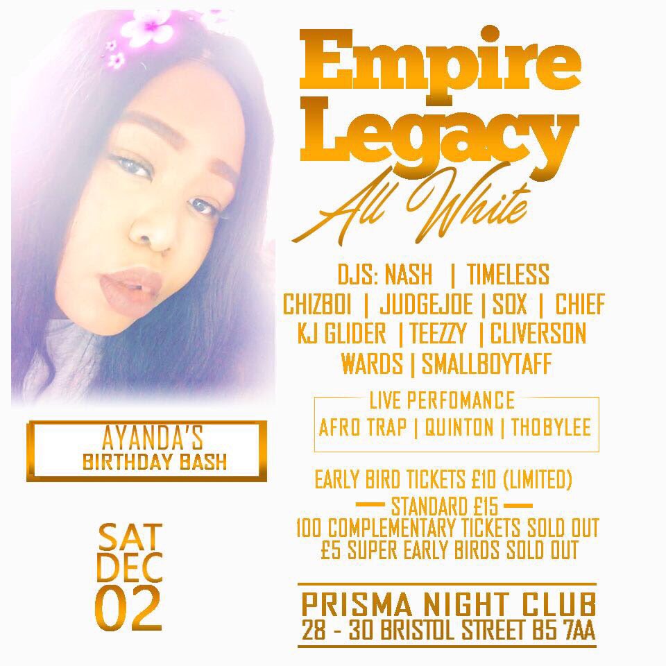 KjGlider's tweet photo. 🛑EmpireLegacy🛑All white Party 🎉 ✅ 12 birthdays under 1 roof💃🏿£10 tickets almost Sold Out call 07864 093010 now #EmpireLegacy #AllWhiteParty https://t.co/LyIUqrcmmP