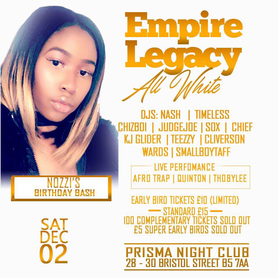 KjGlider's tweet photo. 🛑EmpireLegacy🛑All white Party 🎉 ✅ 12 birthdays under 1 roof💃🏿£10 tickets almost Sold Out call 07864 093010 now #EmpireLegacy #AllWhiteParty https://t.co/P8tqu6WBVY